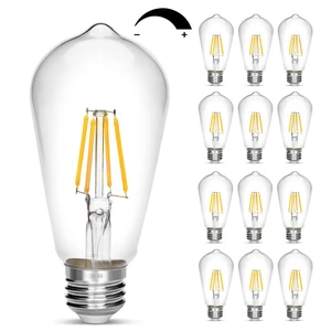 Dimmable Vintage Edison Bulb 4W,Equivalent 40W Incandescent,ST18 Antique LED Filament Bulbs,Daylight White 4000K 450 Lumens,E26 Led Bulb,Pack of 12 Dimmable Vintage Edison Bulb 4W,Equivalent 40W Incandescent,ST18 Antique LED Filament Bulbs,Daylight White 4000K 450 Lumens,E26 Led Bulb,Pack of 12