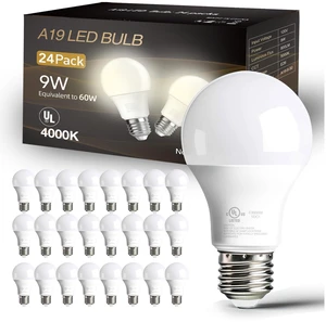 24 Pack LED Bulbs Natural White 4000K, 60 Watt Equivalent A19 Standard Bulbs, E26 Base, 800 LM, Efficient 9W Energy Saving, Non-Dimmable, 80+ CRI, 120V, UL Listed, for Living Room, Office 24 Pack LED Bulbs Natural White 4000K, 60 Watt Equivalent A19 Standard Bulbs, E26 Base, 800 LM, Efficient 9W Energy Saving, Non-Dimmable, 80+ CRI, 120V, UL Listed, for Living Room, Office