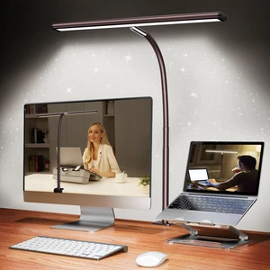 LED Desk Lamp with Clamp, 17" Stepless Dimming Light, Brown 2700K-6500K, 100 LEDs, 360° Gooseneck, Fits Up to 30" Monitors, Flicker-Free Lighting for Home Office, Study& Workbench LED Desk Lamp with Clamp, 17" Stepless Dimming Light, Brown 2700K-6500K, 100 LEDs, 360° Gooseneck, Fits Up to 30" Monitors, Flicker-Free Lighting for Home Office, Study& Workbench