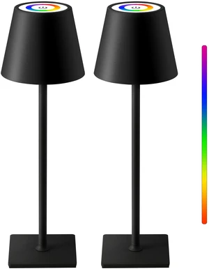 2 Pack Cordless Black Table Lamps, RGB Color Stepless Dimming Desk Lamp 4000mAh Battery Operated Rechargeable Portable LED for Restaurant, Bedroom, Outdoor Garden, Camping, Coffee Shop, Nightlight 2 Pack Cordless Black Table Lamps, RGB Color Stepless Dimming Desk Lamp 4000mAh Battery Operated Rechargeable Portable LED for Restaurant, Bedroom, Outdoor Garden, Camping, Coffee Shop, Nightlight