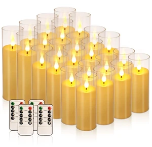 Flickering Flameless Candles Battery Operated with Remote,Led Pillar Candles with Realistic Moving Wick Candles for Halloween,Christmas,Home Decor Pack of 24 (D2.2 xH 5" 6" 7")(Ivory) Flickering Flameless Candles Battery Operated with Remote,Led Pillar Candles with Realistic Moving Wick Candles for Halloween,Christmas,Home Decor Pack of 24 (D2.2 xH 5" 6" 7")(Ivory)