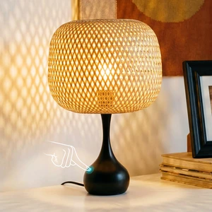 Touch Bedside Lamp for Bedroom, 3-Way Dimmable Table Lamps for Nightstand, Handwoven Bamboo Shade Desk Lamp for Living Room, Home Office Touch Bedside Lamp for Bedroom, 3-Way Dimmable Table Lamps for Nightstand, Handwoven Bamboo Shade Desk Lamp for Living Room, Home Office