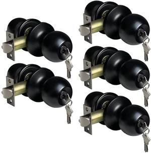 5 Pack Door Knob with Lock and Key, Keyed Different, Matte Black Entry Door Knob, for Entrance and Front Door 5 Pack Door Knob with Lock and Key, Keyed Different, Matte Black Entry Door Knob, for Entrance and Front Door