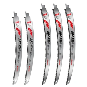Arc Edge Reciprocating Saw Blades, 6TPI for Pruning, 5-Pack 3 Pcs 15-Inch and 2 Pcs 12-Inch, Arc Edge, Fleam Ground Teeth, Chrome Vanadium Steel, Up to 3x Life, for Tree Trimming Arc Edge Reciprocating Saw Blades, 6TPI for Pruning, 5-Pack 3 Pcs 15-Inch and 2 Pcs 12-Inch, Arc Edge, Fleam Ground Teeth, Chrome Vanadium Steel, Up to 3x Life, for Tree Trimming