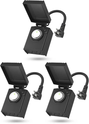 24 Hour Heavy Duty Mechanical Timer, Outdoor Timer Outlet Waterproof with 30 Minutes Intervals, 2 Grounded Outlets for Christmas Lights Pool Pump,15A 1/2HP, ETL Listed (Pack of 3) 24 Hour Heavy Duty Mechanical Timer, Outdoor Timer Outlet Waterproof with 30 Minutes Intervals, 2 Grounded Outlets for Christmas Lights Pool Pump,15A 1/2HP, ETL Listed (Pack of 3)