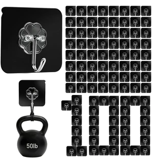 100 Pack Adhesive Wall Hooks 50LB Heavy Duty Black Sticky Hook Newly Black Hook for Hanging Heavy Duty Waterproof 50lbs Max Load No Damage Ideal for Towel,Coat,Bathroom,Kitchen,Home 100 Pack Adhesive Wall Hooks 50LB Heavy Duty Black Sticky Hook Newly Black Hook for Hanging Heavy Duty Waterproof 50lbs Max Load No Damage Ideal for Towel,Coat,Bathroom,Kitchen,Home