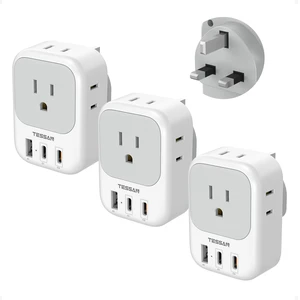 UK Adapters for Travel 3 Pack, Type G Plug Adapter PD 20W, 4 AC Outlets, 3 USB Ports (2 USB C), US to UK Ireland England London Dubai Scotland Hong Kong UAE, For Travel UK Adapters for Travel 3 Pack, Type G Plug Adapter PD 20W, 4 AC Outlets, 3 USB Ports (2 USB C), US to UK Ireland England London Dubai Scotland Hong Kong UAE, For Travel