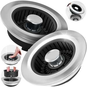 3 in 1 Kitchen Sink Drain Strainer Stopper Removable Basket Pop-Up Kitchen Sink Accessories 2 Pack Black Stainless - Food Catcher, Odor-Blocking Seal, Fits 3.5" Drain, Easy Clean 3 in 1 Kitchen Sink Drain Strainer Stopper Removable Basket Pop-Up Kitchen Sink Accessories 2 Pack Black Stainless - Food Catcher, Odor-Blocking Seal, Fits 3.5" Drain, Easy Clean