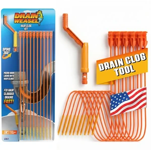 Drain Weasel Sink Snake Hair Clog Remover Tool Kit, 10 Wands Pipe, Bathroom, Bathtub Cleaner, 18-inch Long Refills, Flexible, Removable Handle, Made in The USA Drain Weasel Sink Snake Hair Clog Remover Tool Kit, 10 Wands Pipe, Bathroom, Bathtub Cleaner, 18-inch Long Refills, Flexible, Removable Handle, Made in The USA