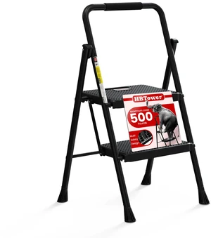 Step Ladder, Folding Step Stool with Wide Anti-Slip Pedal Sturdy Steel Ladder, Convenient Handrail, Lightweight, Portable Steel Step Stool Step Ladder, Folding Step Stool with Wide Anti-Slip Pedal Sturdy Steel Ladder, Convenient Handrail, Lightweight, Portable Steel Step Stool