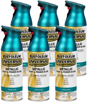 Universal All Surface Metallic Spray Paint, Turquoise Interior/Exterior, Fast Dry, Rust Preventive, Strong Adhesion, Patented Comfort Trigger Sprays from Any Angle, 11 oz, 6 Pack Universal All Surface Metallic Spray Paint, Turquoise Interior/Exterior, Fast Dry, Rust Preventive, Strong Adhesion, Patented Comfort Trigger Sprays from Any Angle, 11 oz, 6 Pack