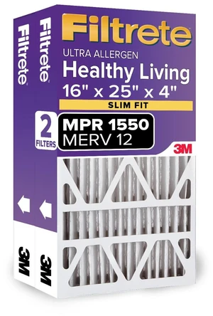 16x25x4(SlimFit), AC Furnace Air Filter, MPR 1550 DP, Healthy Living Ultra Allergen Deep Pleat, 2-Pack, Fits Lennox & Honeywell Devices (exact dimensions 15.5 x 24.5 x 3.75) 16x25x4(SlimFit), AC Furnace Air Filter, MPR 1550 DP, Healthy Living Ultra Allergen Deep Pleat, 2-Pack, Fits Lennox & Honeywell Devices (exact dimensions 15.5 x 24.5 x 3.75)