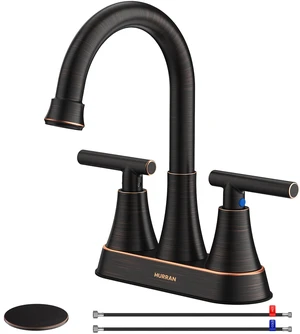Bathroom Faucet, 4 inch Centerset 2-Handle Lead-Free, ORB Bathroom Sink Faucet with Pop-up Drain and Supply Lines, Stainless Steel Faucet for Vanity RV Restroom Laundry Outdoor Sink Bathroom Faucet, 4 inch Centerset 2-Handle Lead-Free, ORB Bathroom Sink Faucet with Pop-up Drain and Supply Lines, Stainless Steel Faucet for Vanity RV Restroom Laundry Outdoor Sink