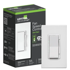 Decora Smart Fan Speed Controller, Wi-Fi 2nd Gen, Neutral Wire Required, Works with My, Alexa, Google Assistant, Apple Home/Siri & Wired or Wire-Free 3-Way, D24SF-1RW, White Decora Smart Fan Speed Controller, Wi-Fi 2nd Gen, Neutral Wire Required, Works with My, Alexa, Google Assistant, Apple Home/Siri & Wired or Wire-Free 3-Way, D24SF-1RW, White