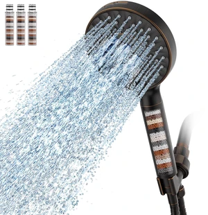 Filtered Shower Head with Handheld High Pressure 9 Spray Mode Showerhead Detachable Shower Head Water Softener Filters Beads for Hard Water Remove Chlorine 4 Filters ORB Filtered Shower Head with Handheld High Pressure 9 Spray Mode Showerhead Detachable Shower Head Water Softener Filters Beads for Hard Water Remove Chlorine 4 Filters ORB