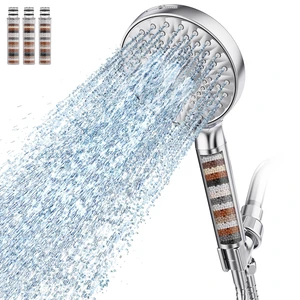 Filtered Shower Head with Handheld High Pressure 9 Spray Mode Showerhead Detachable Shower Head Water Softener Filters Beads for Hard Water Remove Chlorine 4 Filters Chrome Filtered Shower Head with Handheld High Pressure 9 Spray Mode Showerhead Detachable Shower Head Water Softener Filters Beads for Hard Water Remove Chlorine 4 Filters Chrome