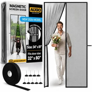 Magnetic Screen Door - Self Sealing, Heavy Duty, Hands Free Mesh Partition Keeps Bugs Out - Pet and Kid Friendly - Patent Pending Keep Open Feature - 34 Inch x 81 Inch Magnetic Screen Door - Self Sealing, Heavy Duty, Hands Free Mesh Partition Keeps Bugs Out - Pet and Kid Friendly - Patent Pending Keep Open Feature - 34 Inch x 81 Inch