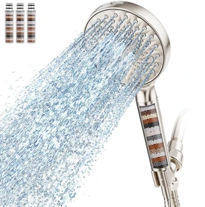 Filtered Shower Head with Handheld High Pressure 9 Spray Mode Showerhead Detachable Shower Head Water Softener Filters Beads for Hard Water Remove Chlorine 4 Filters Brushed Nickel Filtered Shower Head with Handheld High Pressure 9 Spray Mode Showerhead Detachable Shower Head Water Softener Filters Beads for Hard Water Remove Chlorine 4 Filters Brushed Nickel