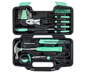39-Piece Household Tool Set, Green Hand Kit With Storage Case Complete assortment for home repairs, DIY projects, furniture setup, crafting, and daily household fixes in toolbox 39-Piece Household Tool Set, Green Hand Kit With Storage Case Complete assortment for home repairs, DIY projects, furniture setup, crafting, and daily household fixes in toolbox