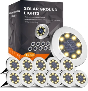 INCX Solar Lights Outdoor Waterproof, Warm White, 12 Pack Ground Lights | Solar Powered Lights Outdoor Solar Disk Light Landscape Light for Deck Step Patio Yard Pathway Walkway Driveway Garden INCX Solar Lights Outdoor Waterproof, Warm White, 12 Pack Ground Lights | Solar Powered Lights Outdoor Solar Disk Light Landscape Light for Deck Step Patio Yard Pathway Walkway Driveway Garden