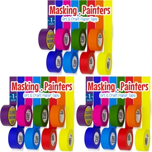 8X Colored Masking Tape, 33 Ft x 1 inch Colored Painters Tape for Arts & Crafts Labeling or Coding, Craft Supplies Color Tape Rolls, Colorful Masking Craft Tape, Lab Tape (Pack of 3) 8X Colored Masking Tape, 33 Ft x 1 inch Colored Painters Tape for Arts & Crafts Labeling or Coding, Craft Supplies Color Tape Rolls, Colorful Masking Craft Tape, Lab Tape (Pack of 3)