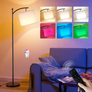 Floor Lamps with Smart Light Bulb, RGB + Color Temperatures Bright Dimmable Smart Floor lamp(White Shade & Black Pole) Floor Lamps with Smart Light Bulb, RGB + Color Temperatures Bright Dimmable Smart Floor lamp(White Shade & Black Pole)