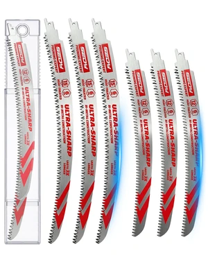 6-Piece Japanese Teeth Reciprocating Saw Blade Set, Arc Edge Wood Pruning Saw Blades, 6TPI for Tree Trimming, Wood Cutting, 12 Inch and 15 Inch 6-Piece Japanese Teeth Reciprocating Saw Blade Set, Arc Edge Wood Pruning Saw Blades, 6TPI for Tree Trimming, Wood Cutting, 12 Inch and 15 Inch