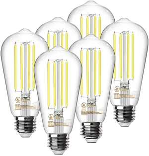 LED Edison Light Bulbs, E26 Dimmable Vintage Bulb, 8W = 60W Equivalent Neutral White 4000K, 800LM, E26 Base, ST19/58, 80+ CRI, Clear Glass, Antique Decorative Filament Bulb for Living Room, 6 Pack LED Edison Light Bulbs, E26 Dimmable Vintage Bulb, 8W = 60W Equivalent Neutral White 4000K, 800LM, E26 Base, ST19/58, 80+ CRI, Clear Glass, Antique Decorative Filament Bulb for Living Room, 6 Pack