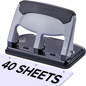 EZ Squeeze Heavy Duty 3 Hole Punch, 40 Sheet Capacity, Slate EZ-Squeeze Technology, All-Metal Construction, Easy-to-Clean Tray, Keeps Documents Centered, Built for Years of Use EZ Squeeze Heavy Duty 3 Hole Punch, 40 Sheet Capacity, Slate EZ-Squeeze Technology, All-Metal Construction, Easy-to-Clean Tray, Keeps Documents Centered, Built for Years of Use
