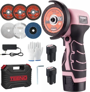 Cordless Angle Grinder Kit, 19,500 RPM Mini Electric Angle Grinding Tool with 2 Pcs 16.8V 2000mAh Batteries and 6 Cutting Discs, 3-Inch Handheld Grinder for DIY & Home Improvement, Pink Cordless Angle Grinder Kit, 19,500 RPM Mini Electric Angle Grinding Tool with 2 Pcs 16.8V 2000mAh Batteries and 6 Cutting Discs, 3-Inch Handheld Grinder for DIY & Home Improvement, Pink