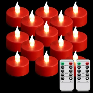 LED Tea Light Flameless Candles with Remote Control Flickering Tealight Long Lasting, Battery Operated with Timer for Halloween Home Decoration Seasonal &Festival Celebration Red (50pcs) LED Tea Light Flameless Candles with Remote Control Flickering Tealight Long Lasting, Battery Operated with Timer for Halloween Home Decoration Seasonal &Festival Celebration Red (50pcs)