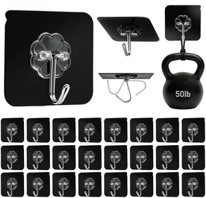 Black Adhesive Wall Hook for Hanging Heavy Duty Sticky Hooks 24 Pack Newly Heavy Duty 50lbs(Max) Wall Hooks Adhesive No Damage 24Pcs No Drill Waterproof for Bathroom,Kitchen,Home,Office,Outdoor Black Adhesive Wall Hook for Hanging Heavy Duty Sticky Hooks 24 Pack Newly Heavy Duty 50lbs(Max) Wall Hooks Adhesive No Damage 24Pcs No Drill Waterproof for Bathroom,Kitchen,Home,Office,Outdoor