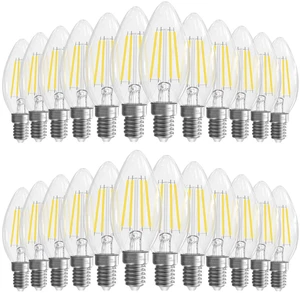 5000K Daylight E12 Candelabra Bulb, B10 LED Chandelier Light Bulbs, 24 Pack 40 Watt Equivalent E12 LED Bulb, Non-Dimmable Candelabra LED Bulb, LED Candle Light Bulbs, 400 Lumens, 90+CRI Clear Glass 5000K Daylight E12 Candelabra Bulb, B10 LED Chandelier Light Bulbs, 24 Pack 40 Watt Equivalent E12 LED Bulb, Non-Dimmable Candelabra LED Bulb, LED Candle Light Bulbs, 400 Lumens, 90+CRI Clear Glass
