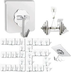 Clear Adhesive Hooks Heavy Duty Walls Hook 36 Pack for Hanging Strong Self Adhesive Hook Holds Up to 50lb(Max) Transparent Reusable Waterproof No Drill for Kitchen Bathrooms Coat No Damage Clear Adhesive Hooks Heavy Duty Walls Hook 36 Pack for Hanging Strong Self Adhesive Hook Holds Up to 50lb(Max) Transparent Reusable Waterproof No Drill for Kitchen Bathrooms Coat No Damage