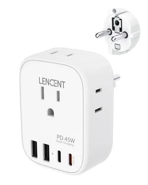 Germany France Travel Power Adapter, PD 45W USB C Fast Charger Schuko Type E F Plug Adapter with 4 Outlets, Travel Essentials for US to Europe EU Spain Greece Russia Germany South Korea Germany France Travel Power Adapter, PD 45W USB C Fast Charger Schuko Type E F Plug Adapter with 4 Outlets, Travel Essentials for US to Europe EU Spain Greece Russia Germany South Korea