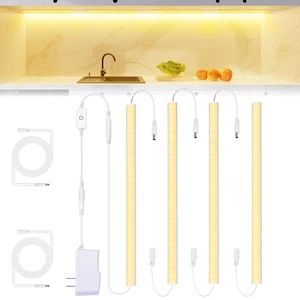 Under Cabinet Lights Plug-in, 4 Pack x 12inch Warm White 3000K LED Under Cabinet Lighting, Dimmable Under Counter Lights with Memory Function, LED Light Bars for Kitchen Pantry Desk Under Cabinet Lights Plug-in, 4 Pack x 12inch Warm White 3000K LED Under Cabinet Lighting, Dimmable Under Counter Lights with Memory Function, LED Light Bars for Kitchen Pantry Desk