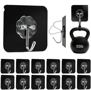 Black Heavy Duty Adhesive Hooks 2026 Upgraded 50lbsMax Sticky Wall Hooks for Hanging 12 Pack No Damage Hook Strong Waterproof Bathroom, Kitchen, Shower,Ceiling, Office and Outside Decor Hanger Black Heavy Duty Adhesive Hooks 2026 Upgraded 50lbsMax Sticky Wall Hooks for Hanging 12 Pack No Damage Hook Strong Waterproof Bathroom, Kitchen, Shower,Ceiling, Office and Outside Decor Hanger