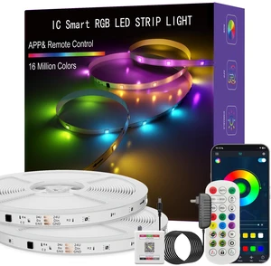 LED Lights for Bedroom, 100FT IC RGB LED Strip Lights, Smart Control Color Changing, Multiple Colors Chasing Effects, APP & Remote Control, Timer Function, Music Sync Lights for Party, Kitchen LED Lights for Bedroom, 100FT IC RGB LED Strip Lights, Smart Control Color Changing, Multiple Colors Chasing Effects, APP & Remote Control, Timer Function, Music Sync Lights for Party, Kitchen