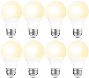 A19 LED Light Bulbs 60W Equivalent, Soft White 2700K, 750 Lumens, Non-Dimmable, 8.5W Energy Efficient, E26 Medium Base, 8 Pack A19 LED Light Bulbs 60W Equivalent, Soft White 2700K, 750 Lumens, Non-Dimmable, 8.5W Energy Efficient, E26 Medium Base, 8 Pack