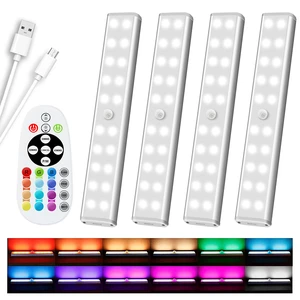 48 LED Under Cabinet Lighting Wireless, 15 Colors Changeable Rechargeable RGB Under Cabinet Lights Remote Control Under Counter Lights Mini Night Light Bar for Indoor Display Shelf, 4 Pack 48 LED Under Cabinet Lighting Wireless, 15 Colors Changeable Rechargeable RGB Under Cabinet Lights Remote Control Under Counter Lights Mini Night Light Bar for Indoor Display Shelf, 4 Pack