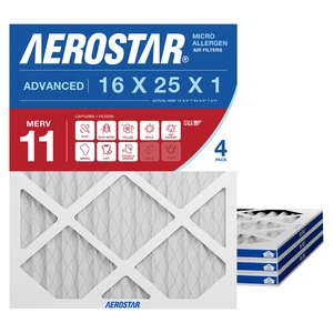 Air Filter 16x25x1 MERV 11 AC Filter, HVAC, Furnace Filter, 4 Pack ACTUAL SIZE (15.75 x 24.75 x 0.75) AC Filter, Furnace Filter, Dust, Pet Dander, Smoke & Allergies MERV 11 (MPR 1200 / FPR 7) Air Filter 16x25x1 MERV 11 AC Filter, HVAC, Furnace Filter, 4 Pack ACTUAL SIZE (15.75 x 24.75 x 0.75) AC Filter, Furnace Filter, Dust, Pet Dander, Smoke & Allergies MERV 11 (MPR 1200 / FPR 7)