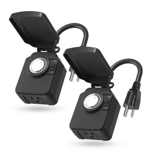 Outdoor 24-Hour Mechanical Timer Outlet, 1 Grounded Outlet, 2 Pack 30-min Intervals; Daily Repeat; Easy Dial; Weatherproof Cover; For Christmas Lights, Pump, Sprinkler, Fountain, ETL Listed Outdoor 24-Hour Mechanical Timer Outlet, 1 Grounded Outlet, 2 Pack 30-min Intervals; Daily Repeat; Easy Dial; Weatherproof Cover; For Christmas Lights, Pump, Sprinkler, Fountain, ETL Listed