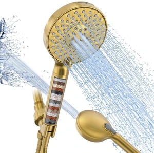 Filtered Shower Head with Handheld High Pressure 9 Spray Mode Showerhead Detachable Shower Head Water Softener Filters Beads for Hard Water Remove Chlorine 1 Filters Brushed Gold Filtered Shower Head with Handheld High Pressure 9 Spray Mode Showerhead Detachable Shower Head Water Softener Filters Beads for Hard Water Remove Chlorine 1 Filters Brushed Gold