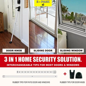 3-in-1 Door Security Bar, Security Door Stoppers & Door Barricade Heavy Duty Adjustable Iron Security Lock Bar for Home Defense, Apartment & Travel Safety (2 Pack - White) 3-in-1 Door Security Bar, Security Door Stoppers & Door Barricade Heavy Duty Adjustable Iron Security Lock Bar for Home Defense, Apartment & Travel Safety (2 Pack - White)