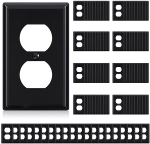 Duplex Receptacle Outlet Covers, 1-Gang Standard Size Wall Plates, Unbreakable Polycarbonate Dual Outlet Faceplates Covers, UL Listed, Color-matched Screws Included (100 Pack, Glossy Black) Duplex Receptacle Outlet Covers, 1-Gang Standard Size Wall Plates, Unbreakable Polycarbonate Dual Outlet Faceplates Covers, UL Listed, Color-matched Screws Included (100 Pack, Glossy Black)