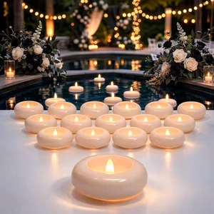 24 Pack Waterproof Flameless Floating Candles, 200-Hour Battery Operated 2.2" LED Tea Lights, Water-Activated Flickering Warm White Glow for Pool, Wedding Centerpieces, Bath & Spa 24 Pack Waterproof Flameless Floating Candles, 200-Hour Battery Operated 2.2" LED Tea Lights, Water-Activated Flickering Warm White Glow for Pool, Wedding Centerpieces, Bath & Spa