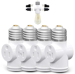4 Pack, Light Socket to Plug Adapter, Convert E26 Light Socket to 3-Prong Outlet Adapter and Light Bulb Socket (White) 4 Pack, Light Socket to Plug Adapter, Convert E26 Light Socket to 3-Prong Outlet Adapter and Light Bulb Socket (White)