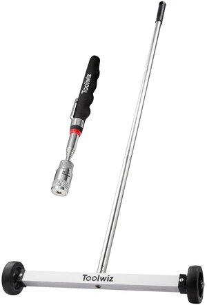 17" Rolling Magnetic Sweeper with LED Telescopic Pick Up Tool 10lbs Capacity Sweeper, 8lbs Telescopic Magnetic Pick Up Tool with LED Light, Lightweight with Wheels 17" Rolling Magnetic Sweeper with LED Telescopic Pick Up Tool 10lbs Capacity Sweeper, 8lbs Telescopic Magnetic Pick Up Tool with LED Light, Lightweight with Wheels