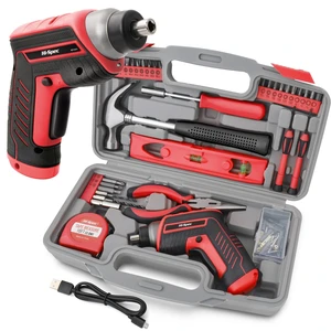 3.6V USB Electric Screwdriver for Home Repairs and Assembly, Red 35pc, fast assembly help, common screw bit selection, LED visibility, compact grip, quick household fixes, organized storage 3.6V USB Electric Screwdriver for Home Repairs and Assembly, Red 35pc, fast assembly help, common screw bit selection, LED visibility, compact grip, quick household fixes, organized storage