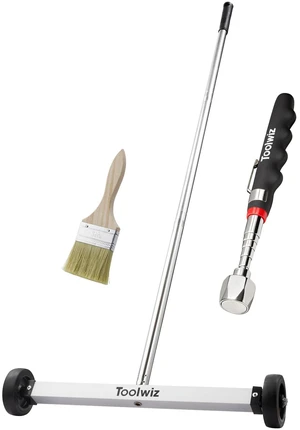 17" Rolling Magnetic Sweeper with Telescopic Magnetic Pick Up Tool 8.8lbs Sweeper, 16 lbs Telescopic Magnetic Pick Up Tools, Lightweight with Wheels, For Nails, Screws & Metal Debris 17" Rolling Magnetic Sweeper with Telescopic Magnetic Pick Up Tool 8.8lbs Sweeper, 16 lbs Telescopic Magnetic Pick Up Tools, Lightweight with Wheels, For Nails, Screws & Metal Debris